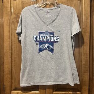 MLB Atlanta Braves 2021 World Series T-Shirt Size XLarge‎ Gray Short Sleeve